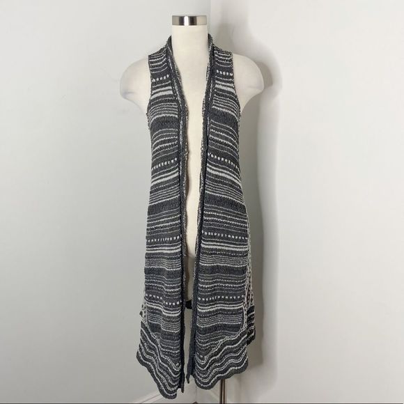 Anthropologie Moth Gray Open Sleeveless Long Duster Cardigan - Picture 3 of 12